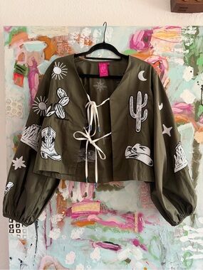 QUEEN OF SPARKLES Western Icon Tie Up Top
